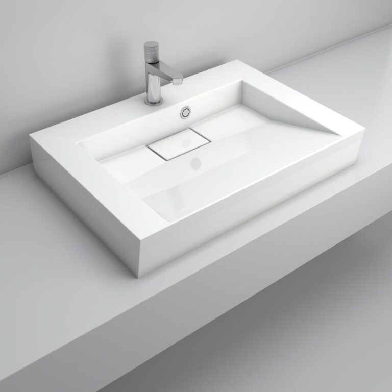 Lavabo para baño Flat 700 - 75cm x 50cm - blanco brillo