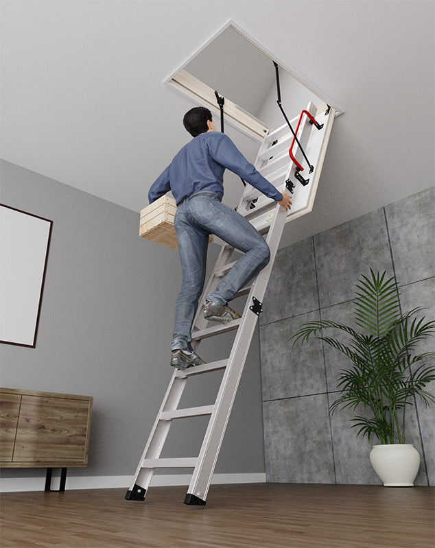 ALU Aluminum Insulated Folding Attic Ladder 8 ft - 9.18 ft (Rough Opening: 24.25" x 47.75") with 352-lb Load Capacity
