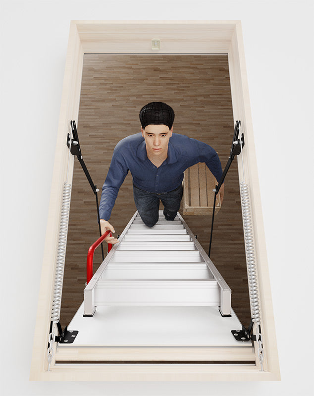 ALU Aluminum Insulated Folding Attic Ladder 8 ft - 9.18 ft (Rough Opening: 24.25" x 47.75") with 352-lb Load Capacity