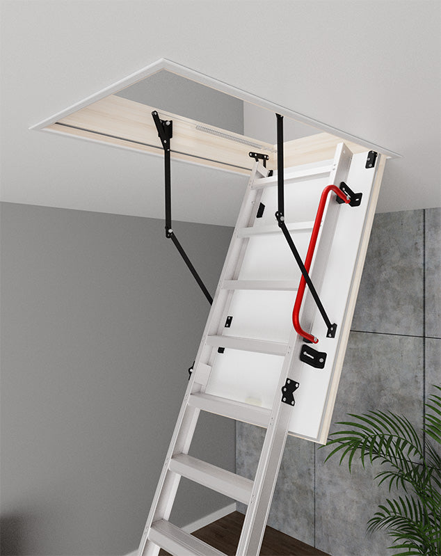 ALU Aluminum Insulated Folding Attic Ladder 8 ft - 9.18 ft (Rough Opening: 24.25" x 47.75") with 352-lb Load Capacity