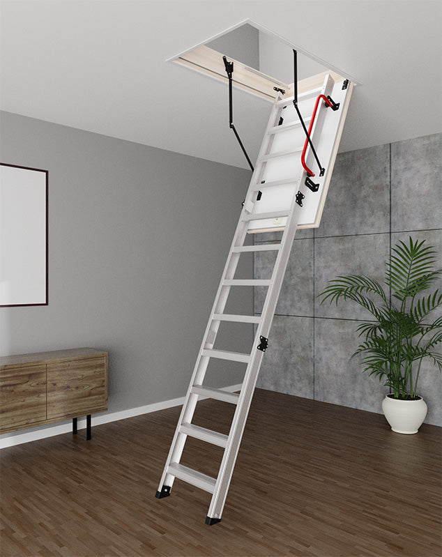 ALU Aluminum Insulated Folding Attic Ladder 8 ft - 9.18 ft (Rough Opening: 24.25" x 47.75") with 352-lb Load Capacity
