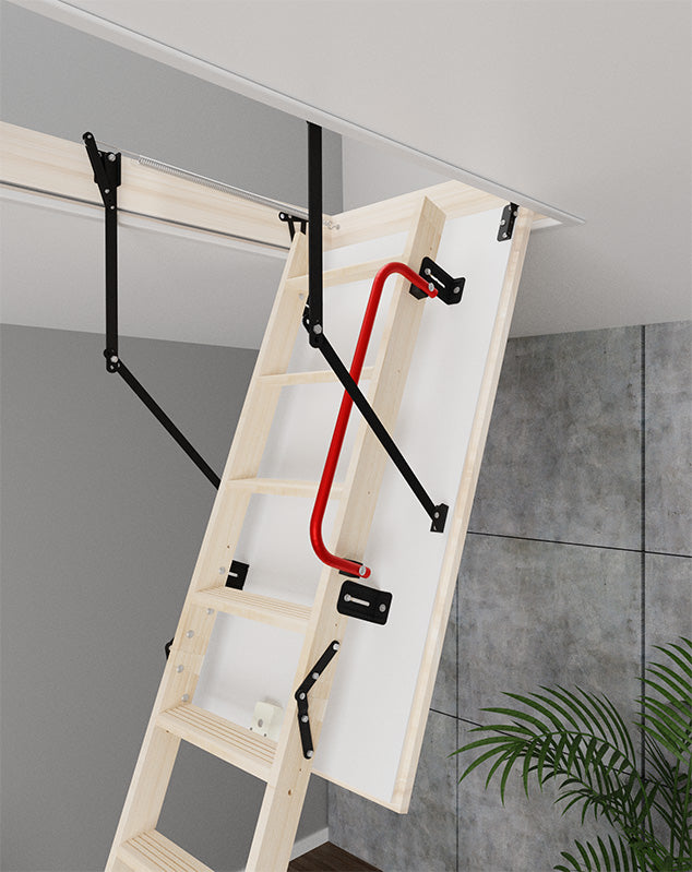 S-GLOB Wood Insulated Folding Attic Ladder 8 ft - 9.18 ft  ( Rough Opening: 23.25" x 54.75") with 352-lb Load Capacity