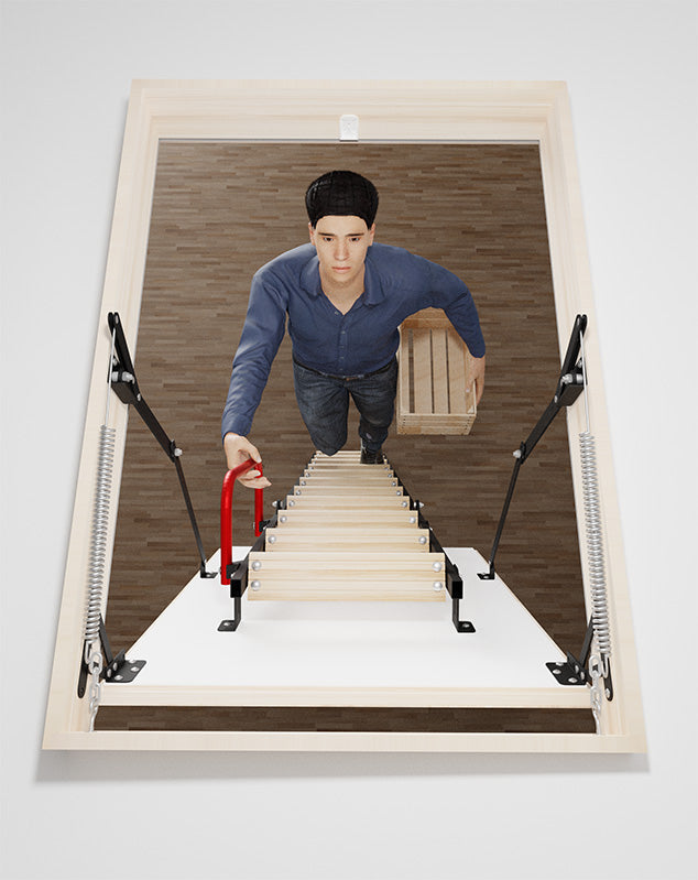 UNI Metal Insulated Folding Attic Ladder 8 ft - 8.5 ft (Rough Opening: 28.25" x 32.25") with 352-lb Load Capacity
