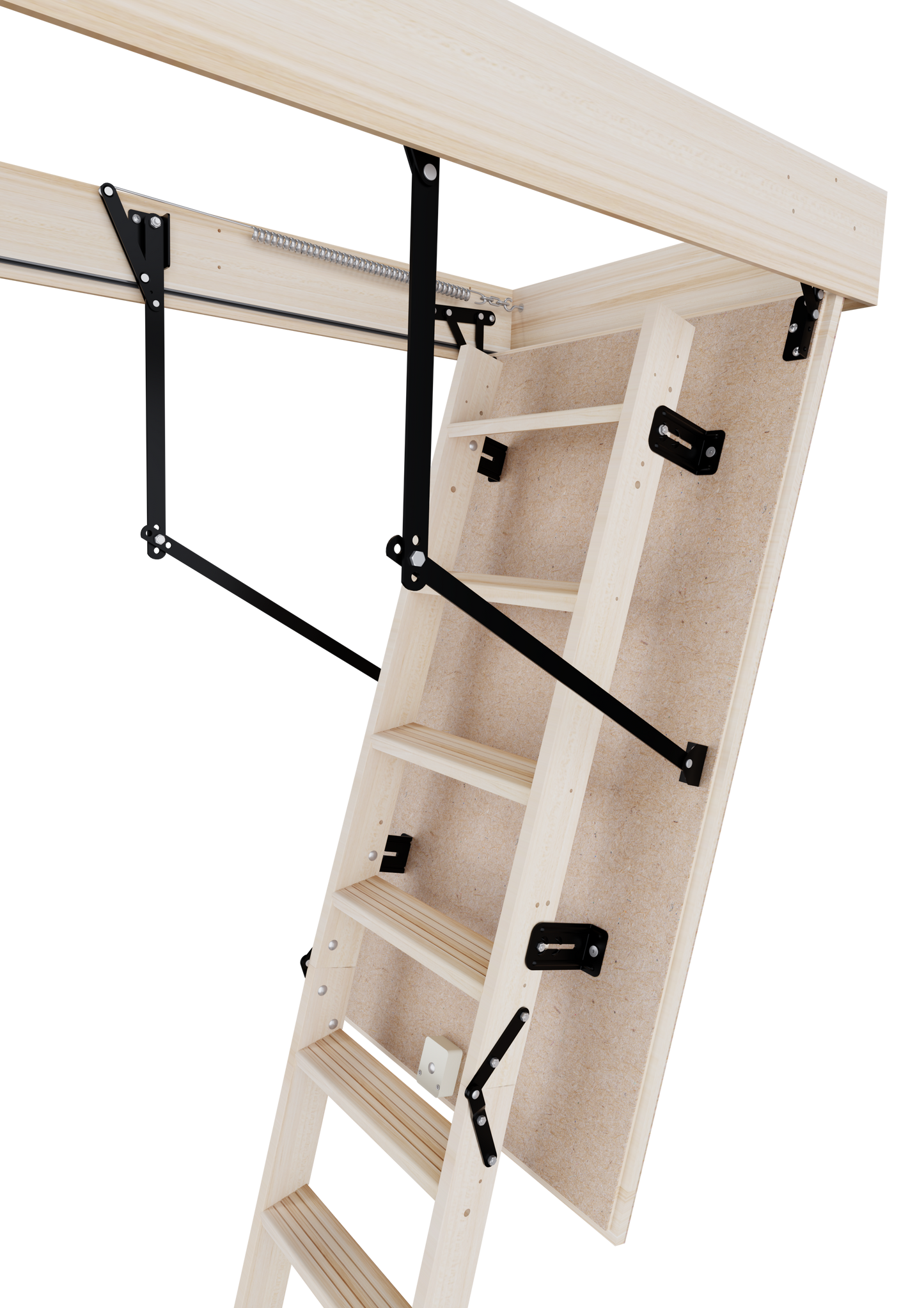 Easy Step Wooden Attic Ladder 8 ft - 9.18 ft (Rough Opening: 22.5" x 54") with 330-lb Load Capacity