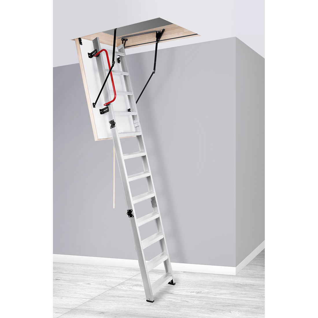 ALU Aluminum Insulated Folding Attic Ladder 8 ft - 9.18 ft (Rough Opening: 24.25" x 47.75") with 352-lb Load Capacity