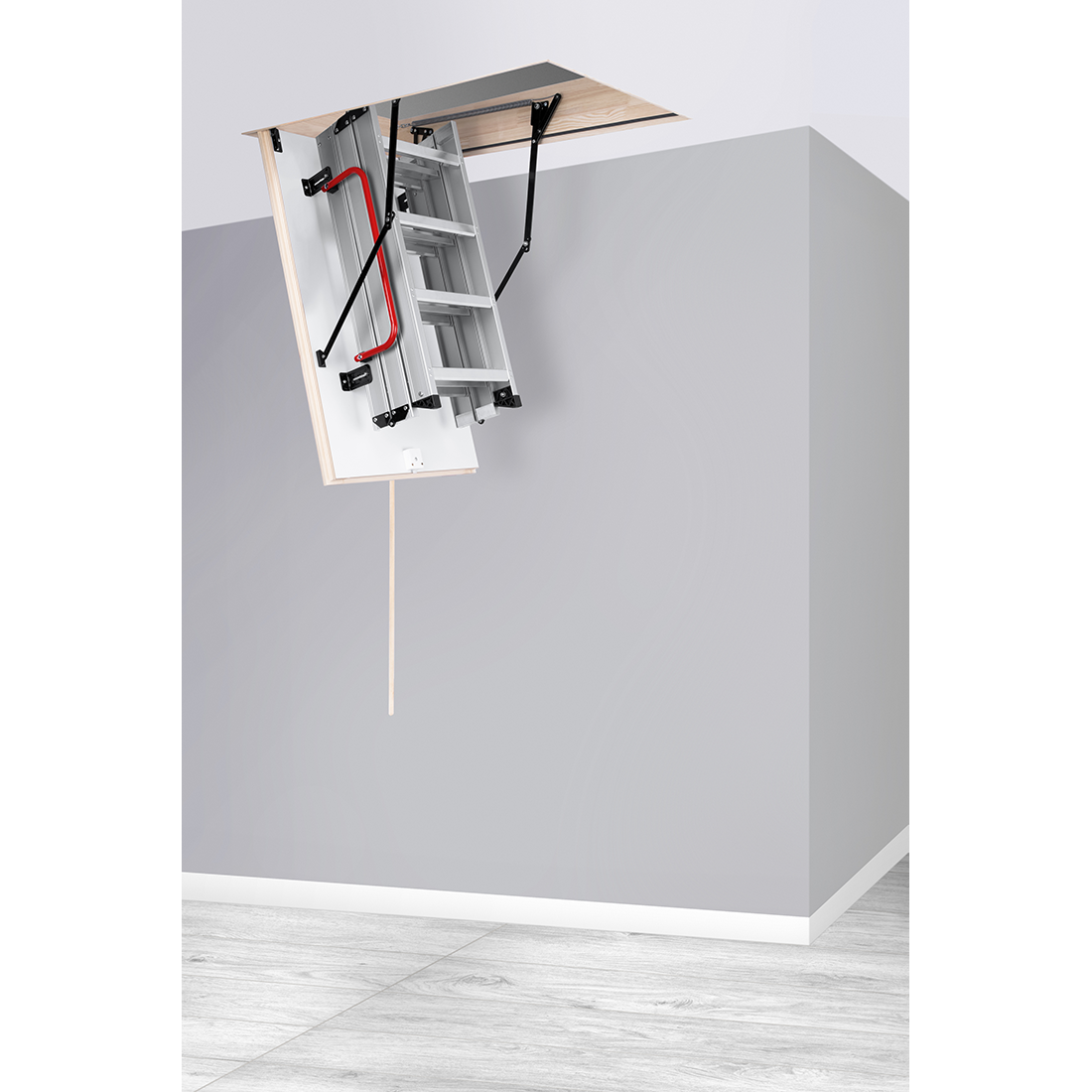 ALU Aluminum Insulated Folding Attic Ladder 8 ft - 9.18 ft (Rough Opening: 24.25" x 47.75") with 352-lb Load Capacity