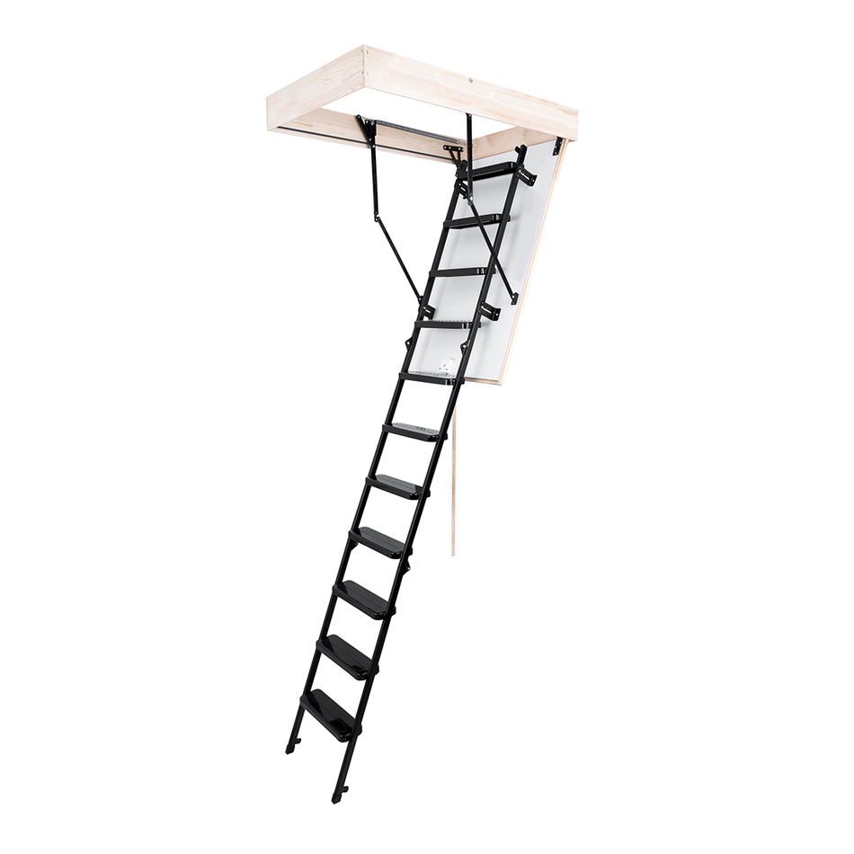 INTER Metal Insulated Folding Attic Ladder 8 ft - 9.18 ft (Rough Opening: 22.25" x 55.75") with 352-lb Load Capacity
