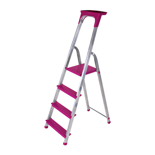 9 ft. Reach PeloStep Type IA Aluminum Platform Ladder, Magenta - 330 lbs. Load Capacity