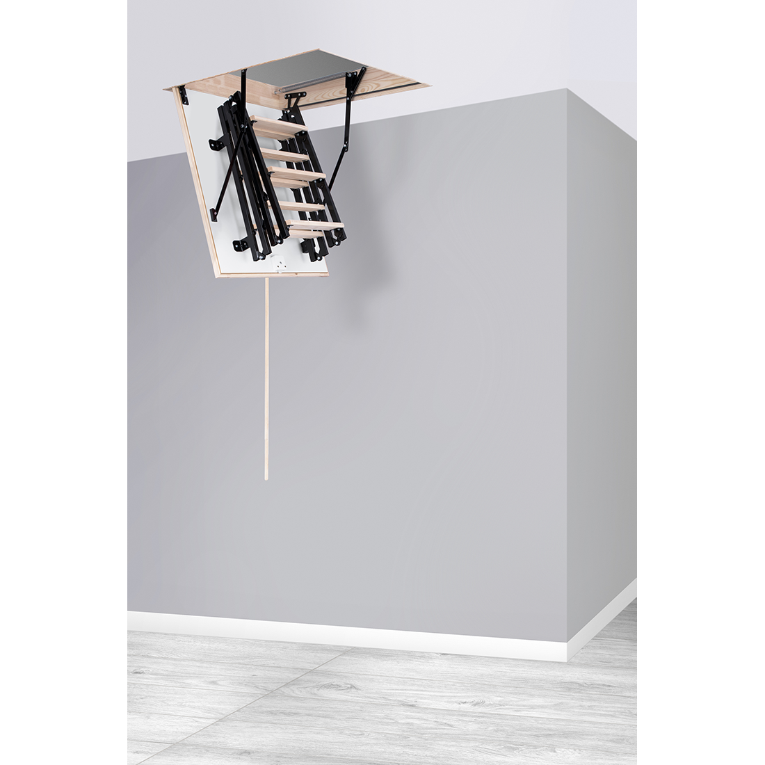 Escalera de ático de madera y metal UNI 35.5" x 23.5" - Hasta 8.69 pies