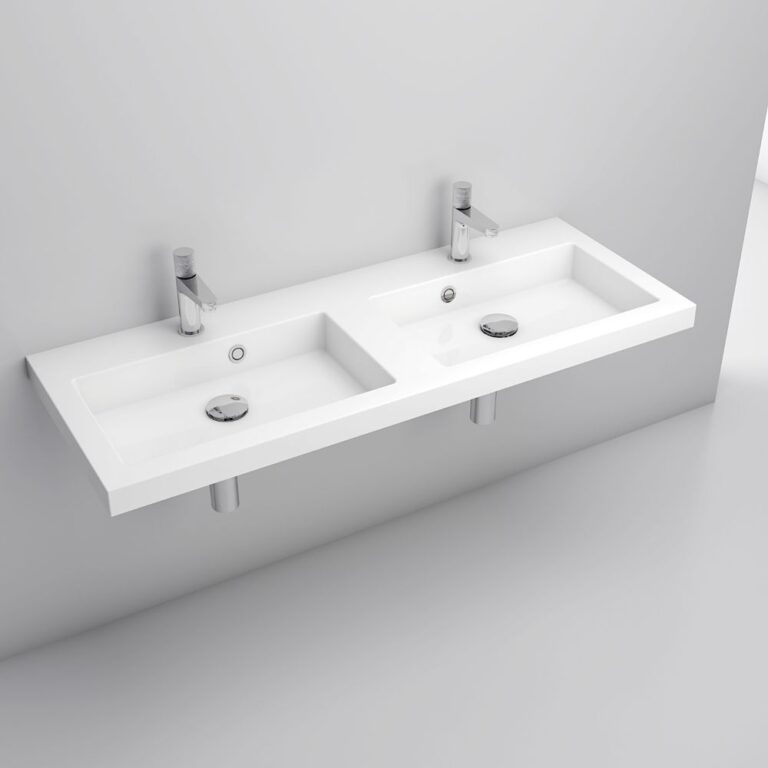 Lavabo para baño Quadra 1200D - 120cm x 45cm - blanco brillo