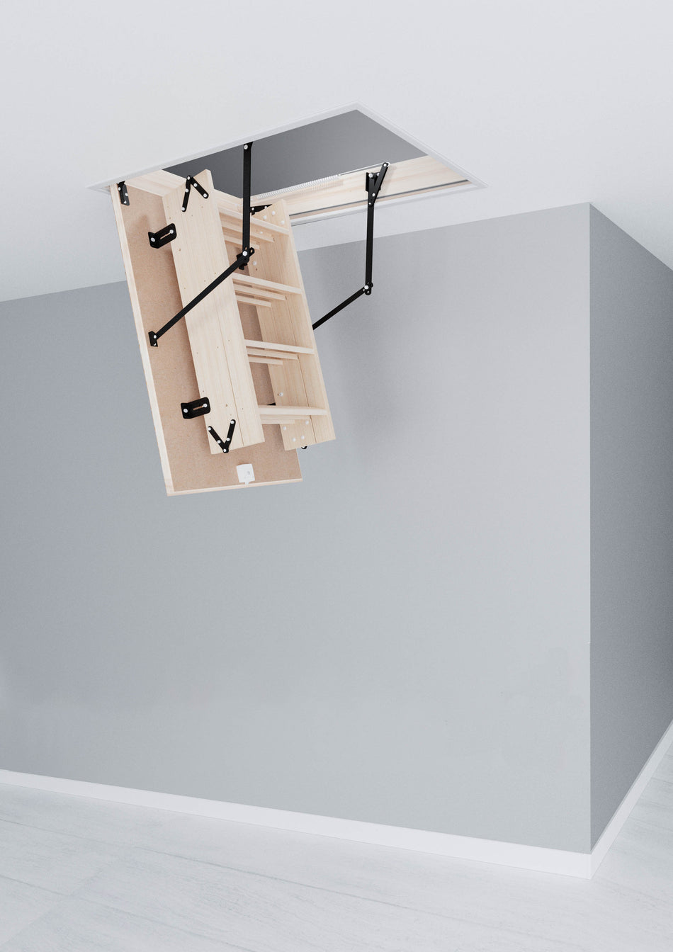 Easy Step Wooden Attic Ladder 8 ft - 9.18 ft (Rough Opening: 22.5" x 47") with 330-lb Load Capacity