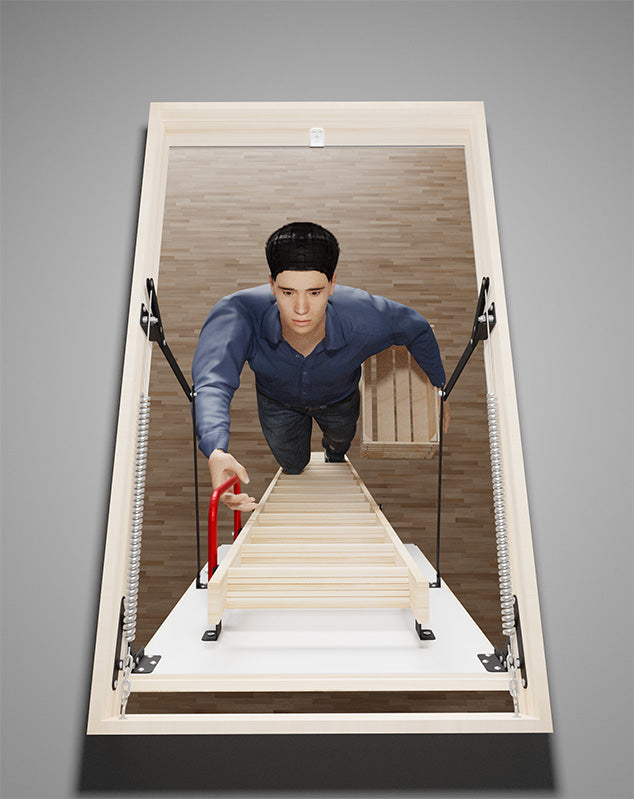 L-ALLE Escalera de madera para ático de 47" x 21.5" - Hasta 10.83 pies