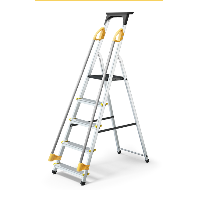 Escalera de plataforma de aluminio Reach SafeStep tipo IA de 9.5 pies con pasamanos y bandeja para herramientas - 330 lbs. Capacidad de carga