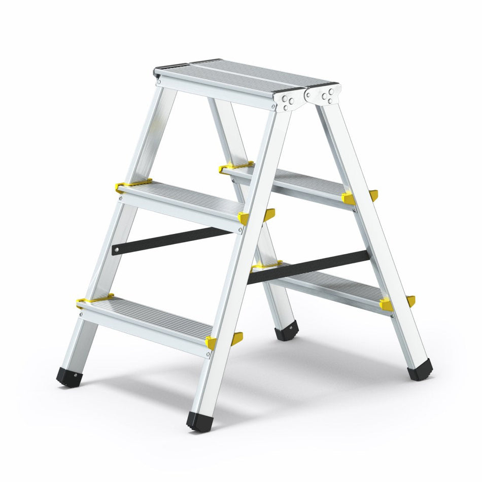 Escalera para taburete de aluminio CaroStep tipo IA de 3 peldaños - 330 lbs. Capacidad de carga