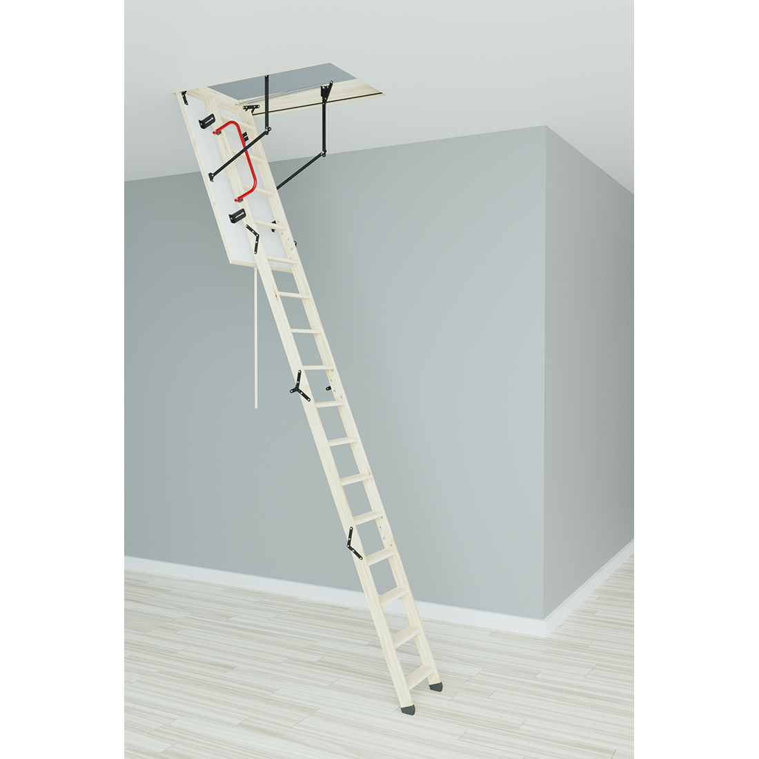 L-ALLE Wooden Attic Ladder 47" x 21.5"- Up to 10.83 feet