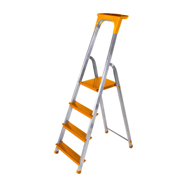 Escalera de plataforma de aluminio tipo IA Reach PeloStep de 9 pies, amarilla - 330 lbs. Capacidad de carga