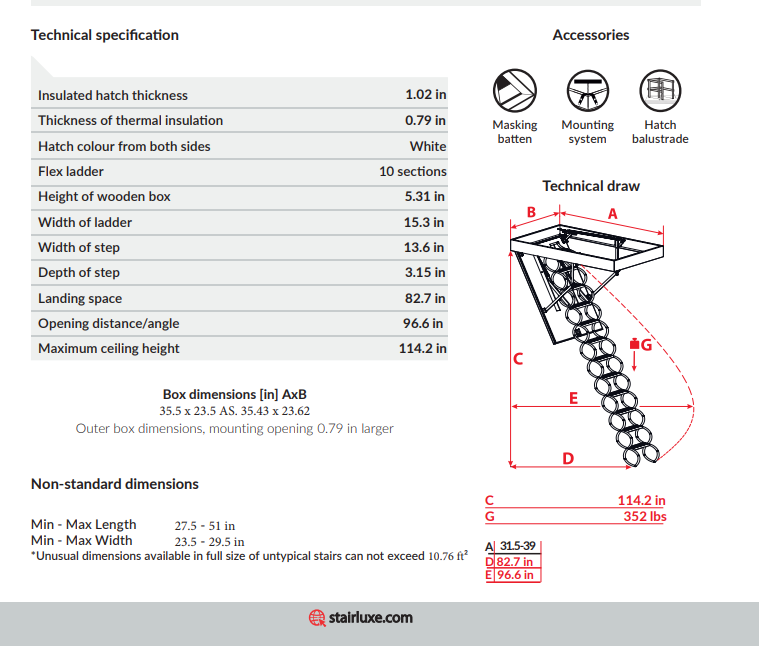 COMP Metal Insulated Scissors Attic Ladder 9 ft - 9.5 ft (Rough Openin ...