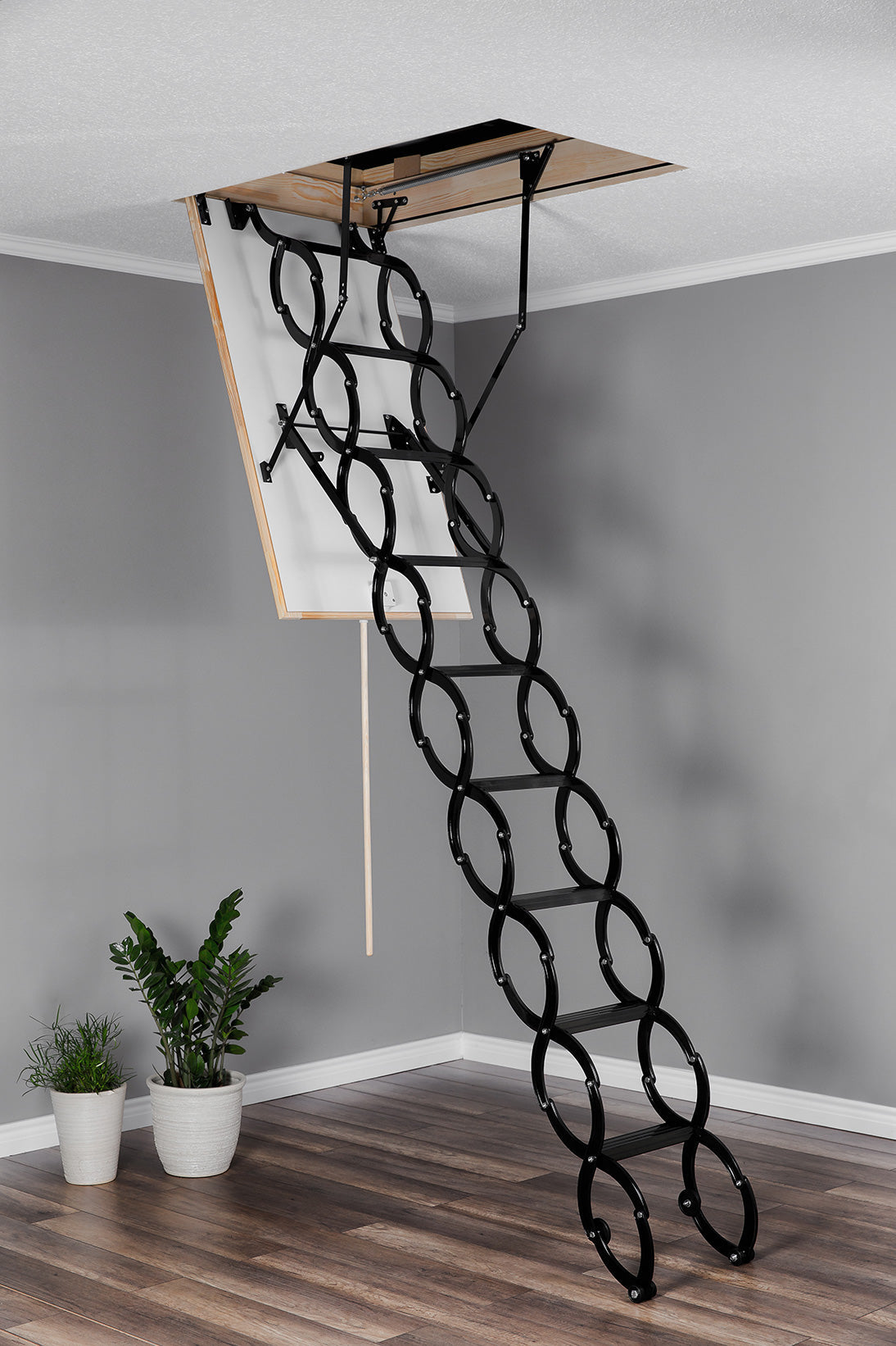 Flex Termo - Escalera de tijera de metal para ático - 51 pulg. x 27.5 pulg. - Hasta 9.5 pies